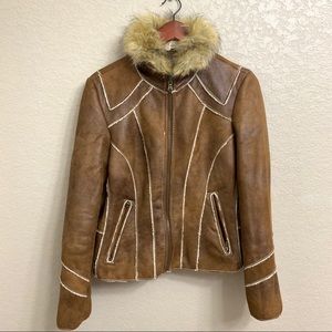 Guess faux leather Sherpa winter jacket coat